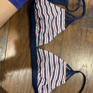 Medium Bikini Top Stripe Red White Blue